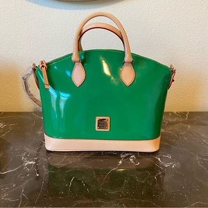 Dooney & Bourke Grass Green Patent Satchel with Accessories